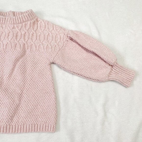 Janie and Jack pink balloon sleeve sparkle detail long sleeve pullover sweater - Picture 4 of 6